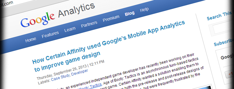 Google analytics search result for how Certain Affinity used Google's Mobile App Analytics to improve game design