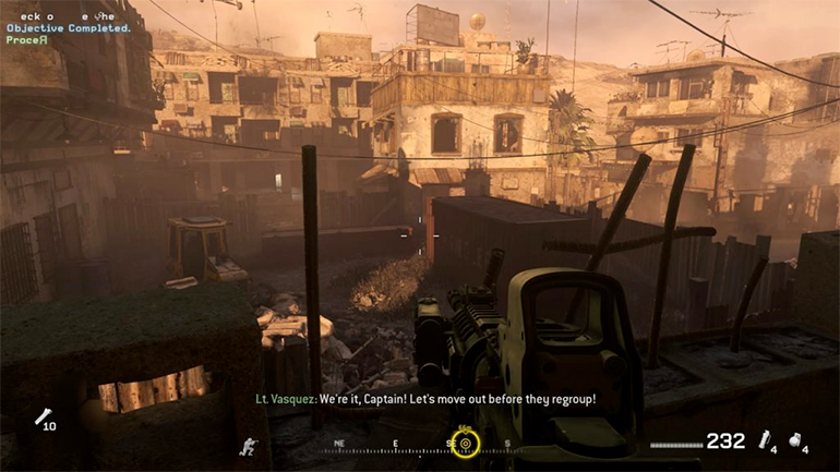 screenshot of single player game play in Call of Duty Modern Warfare Remastered