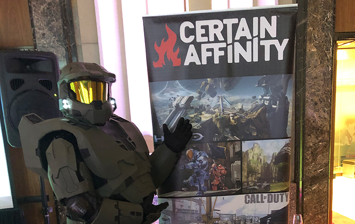 Games on the Hill image with master chief cosplayer and certain affinity banner
